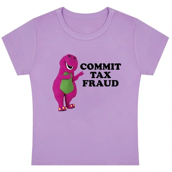 Dolls Kill x Cherry Kitten Barney Tax Fraud Crop Top - Picture 2 of 3